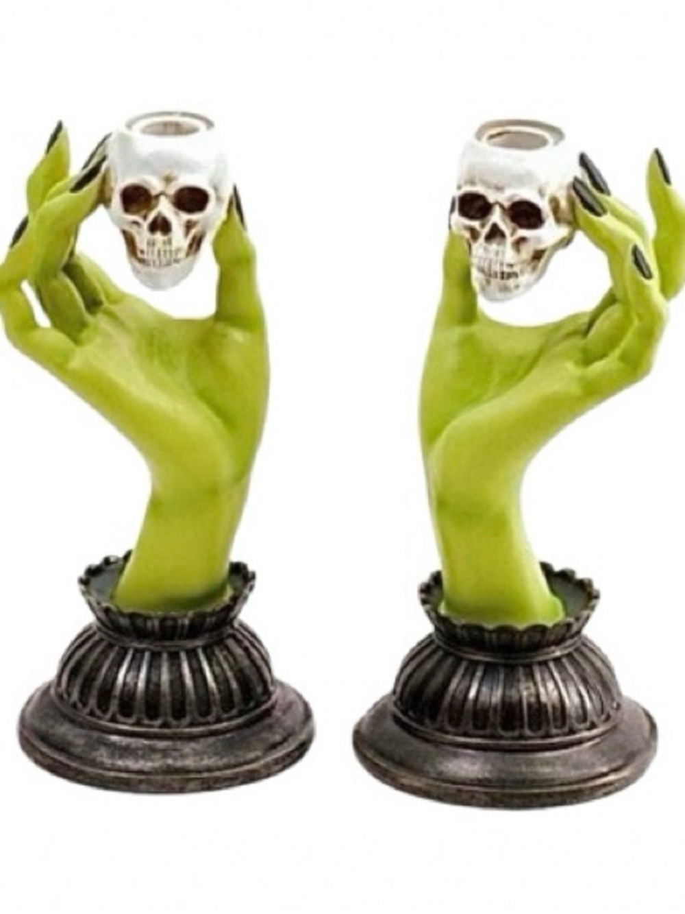 🆕- Martha Stewart Halloween Pedestal Witch Hands Candle Holders